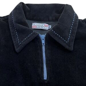 Vintage Twenty Six Red Velour Shirt Mens XL Black Point Collar Zip Polo US Made